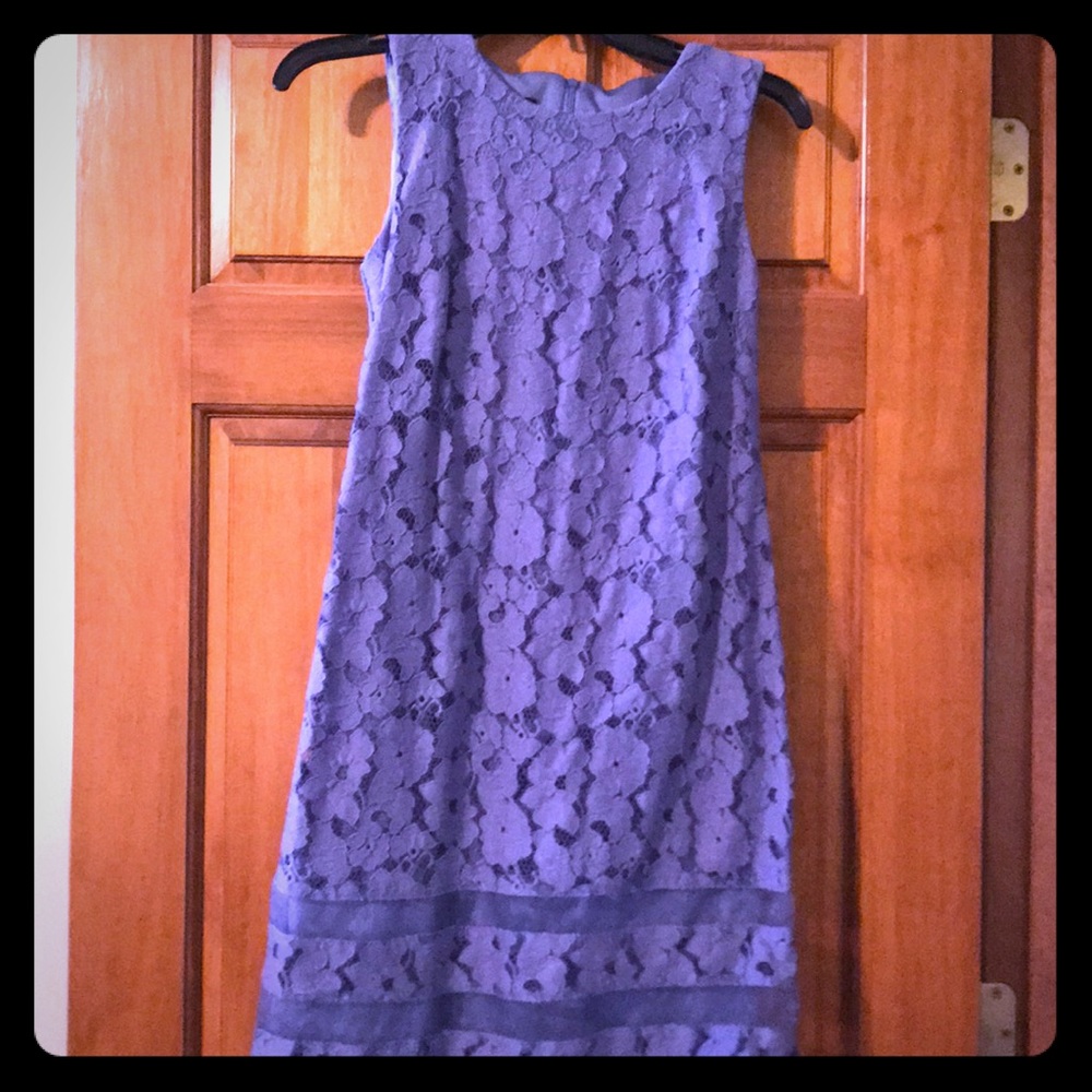 Size 2 purple, floral lace sleeveless dress.